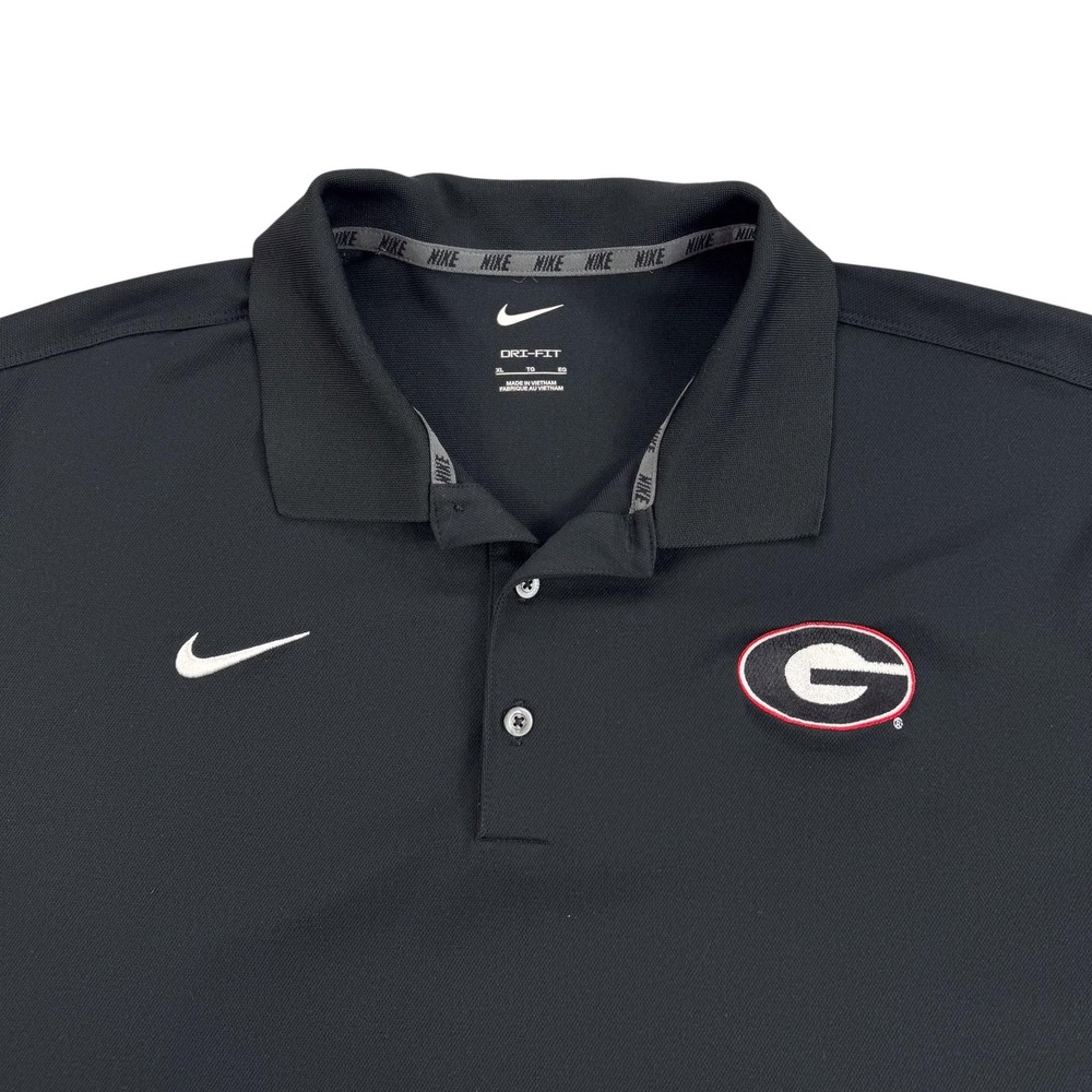 Georgia Bulldogs Polo Shirt Mens XL Black NCAA Football Nike Dri Fit Golf Preppy